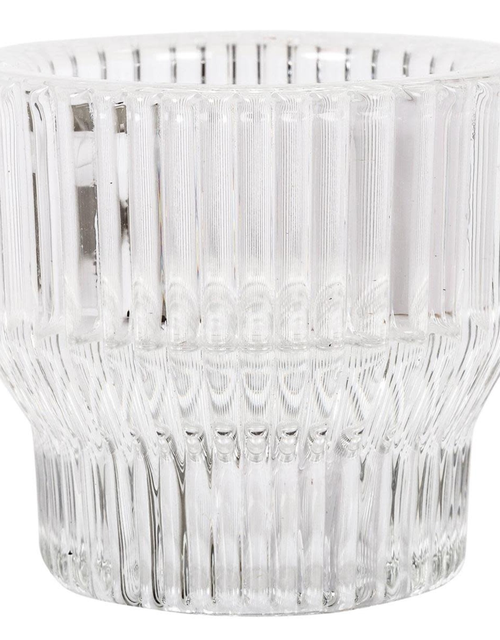 Taper & Tealight Candle Holder - Ribbed Glass