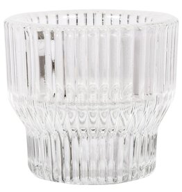 Taper & Tealight Candle Holder - Ribbed Glass