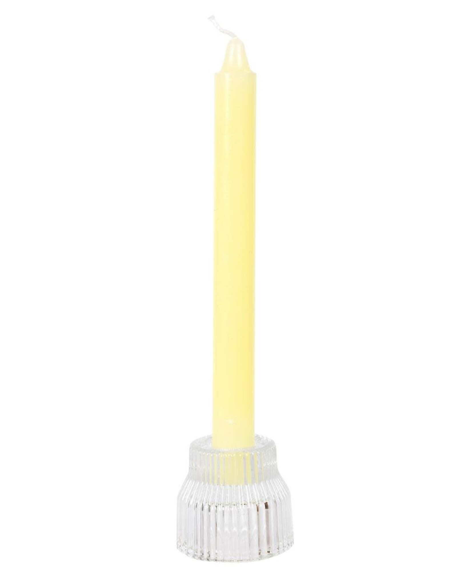Taper & Tealight Candle Holder - Ribbed Glass