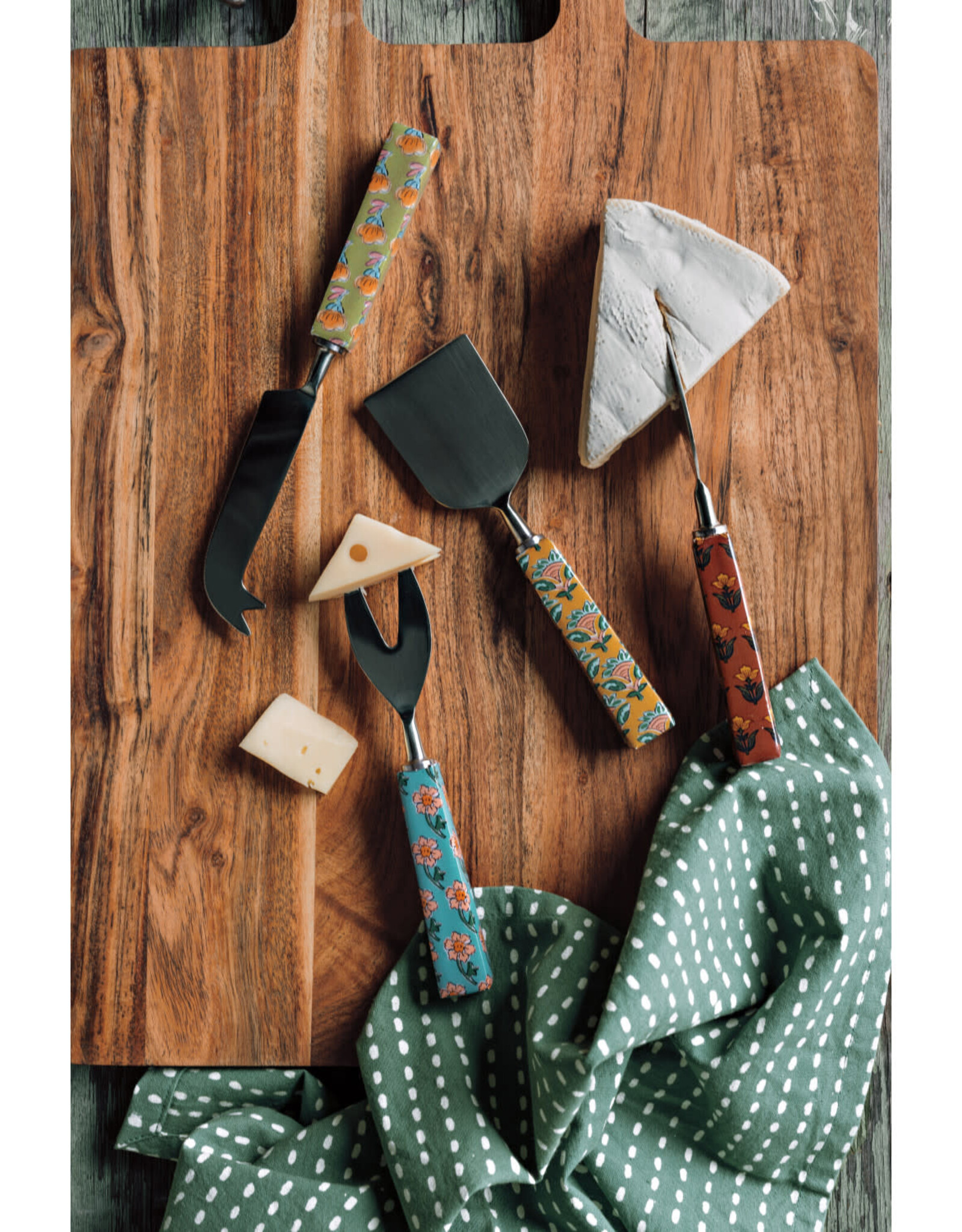 Cheese Knife - Block Print Flowers, Set of 4