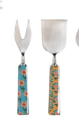Cheese Knife - Block Print Flowers, Set of 4