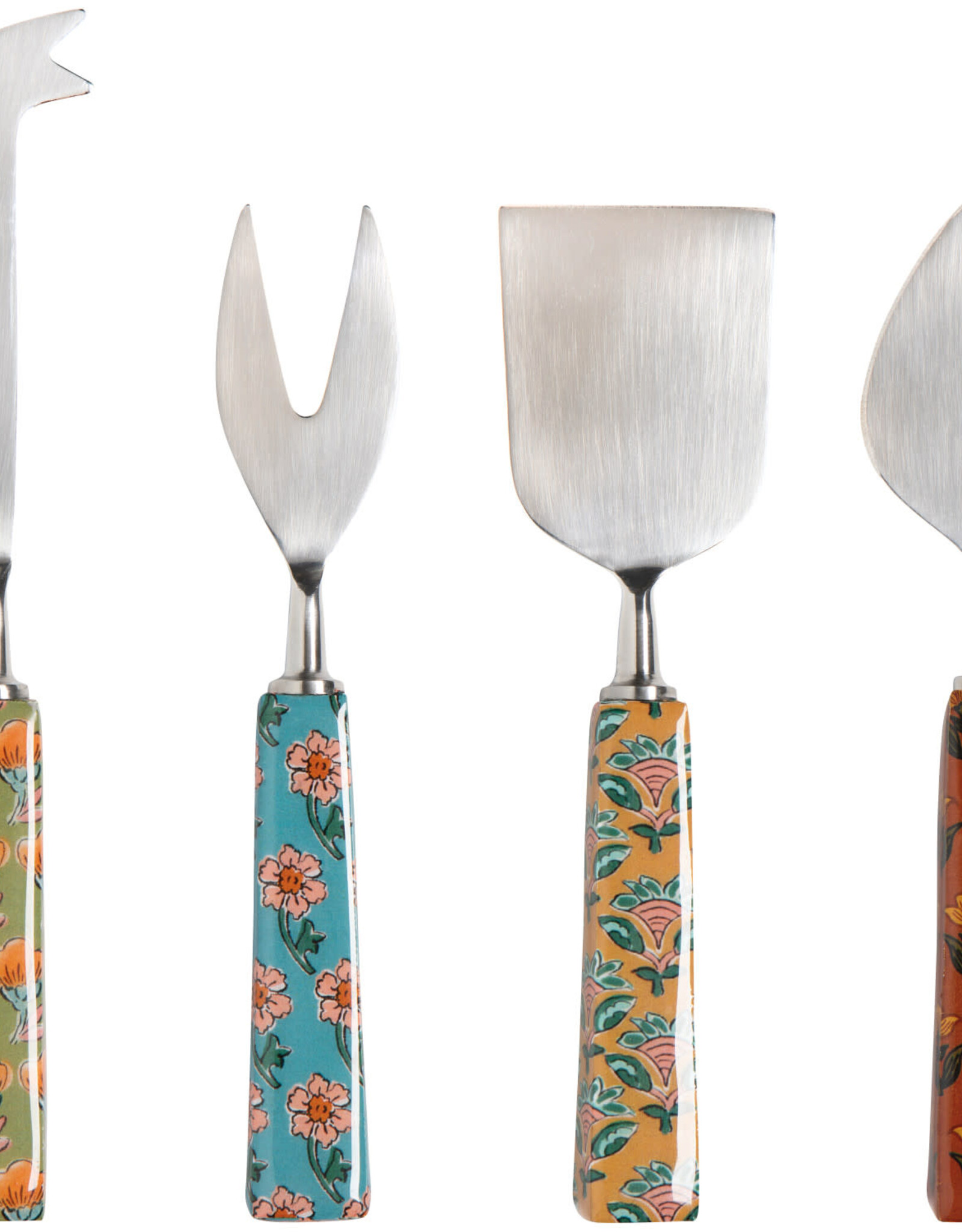 Cheese Knife - Block Print Flowers, Set of 4