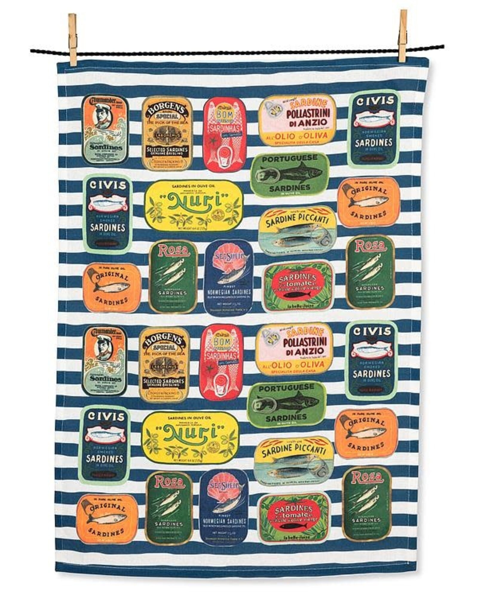 Tea Towel - Tinned Fish & Stripes
