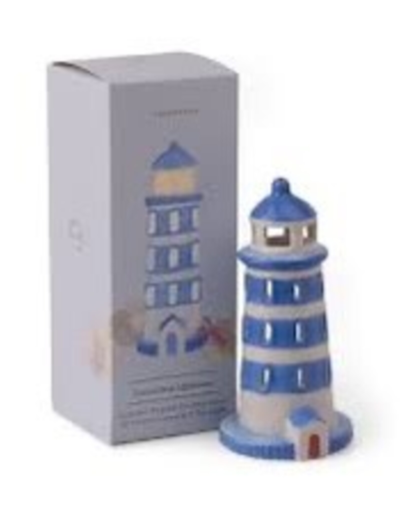 Incense & Tea Light Holder - Ceramic Blue Lighthouse