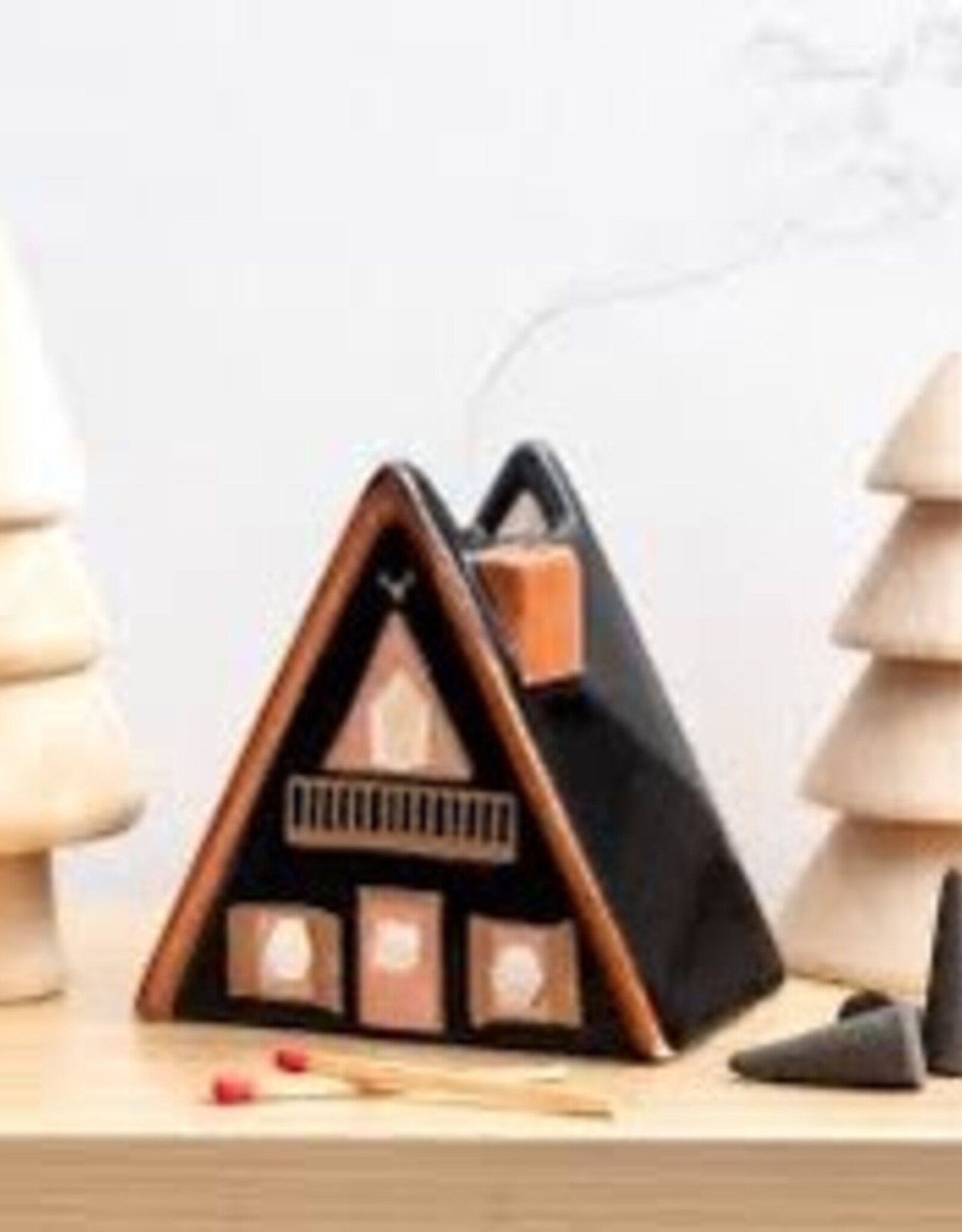 Incense & Tea Light Holder - Ceramic Nordic Cabin