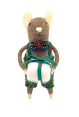 Ornament - Felt Mouse, with Bow Tie and Gift