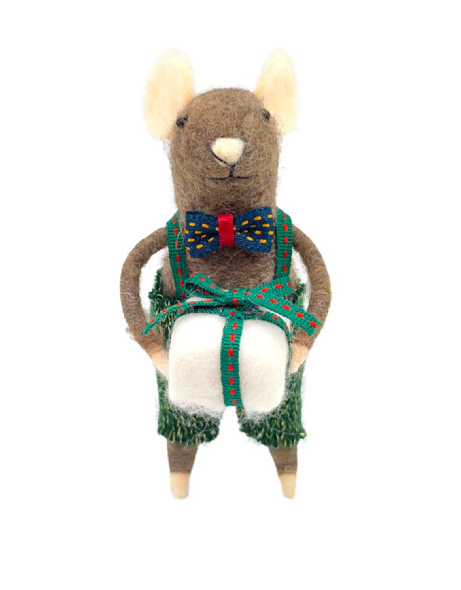 Ornament - Felt Mouse, with Bow Tie and Gift