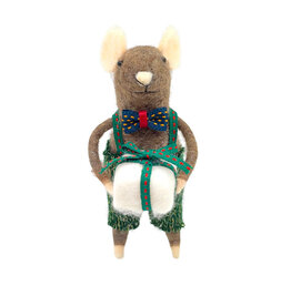 Ornament - Felt Mouse, with Bow Tie and Gift