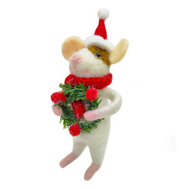 Ornament - Felt Mouse with Wreath