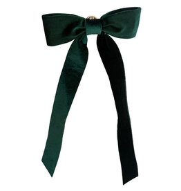 Clip - Velvet Bow, Emerald Green