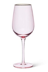 Wine Glass - Rose with Gold Rim