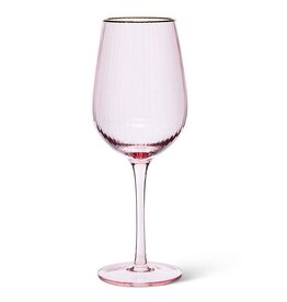 Wine Glass - Rose with Gold Rim