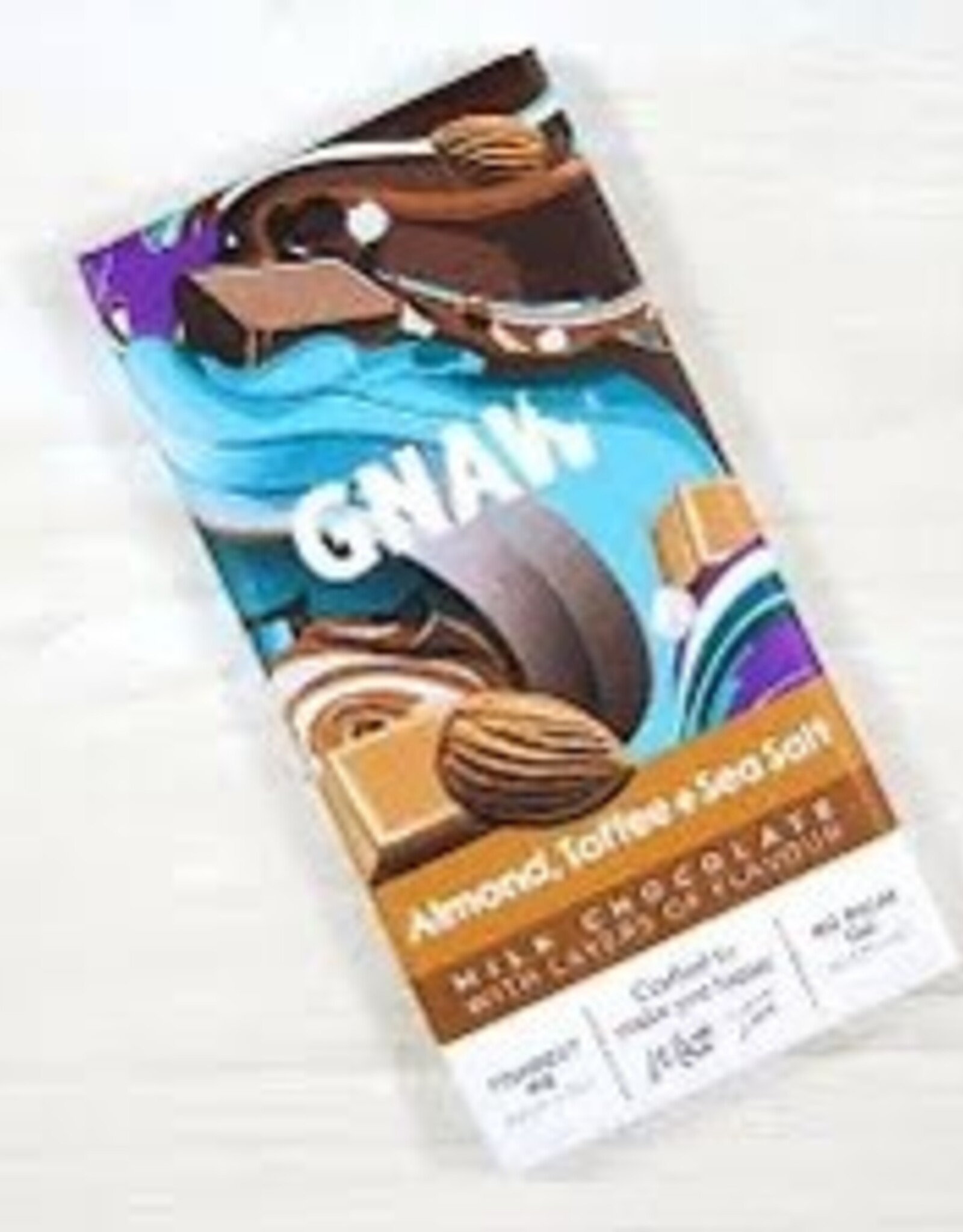Chocolate - Gnaw, Almond Toffee and Sea Salt Milk Chocolate Bar