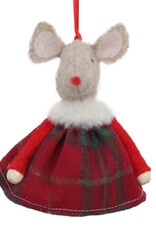 Ornament - Felt Mouse, Plaid Dress