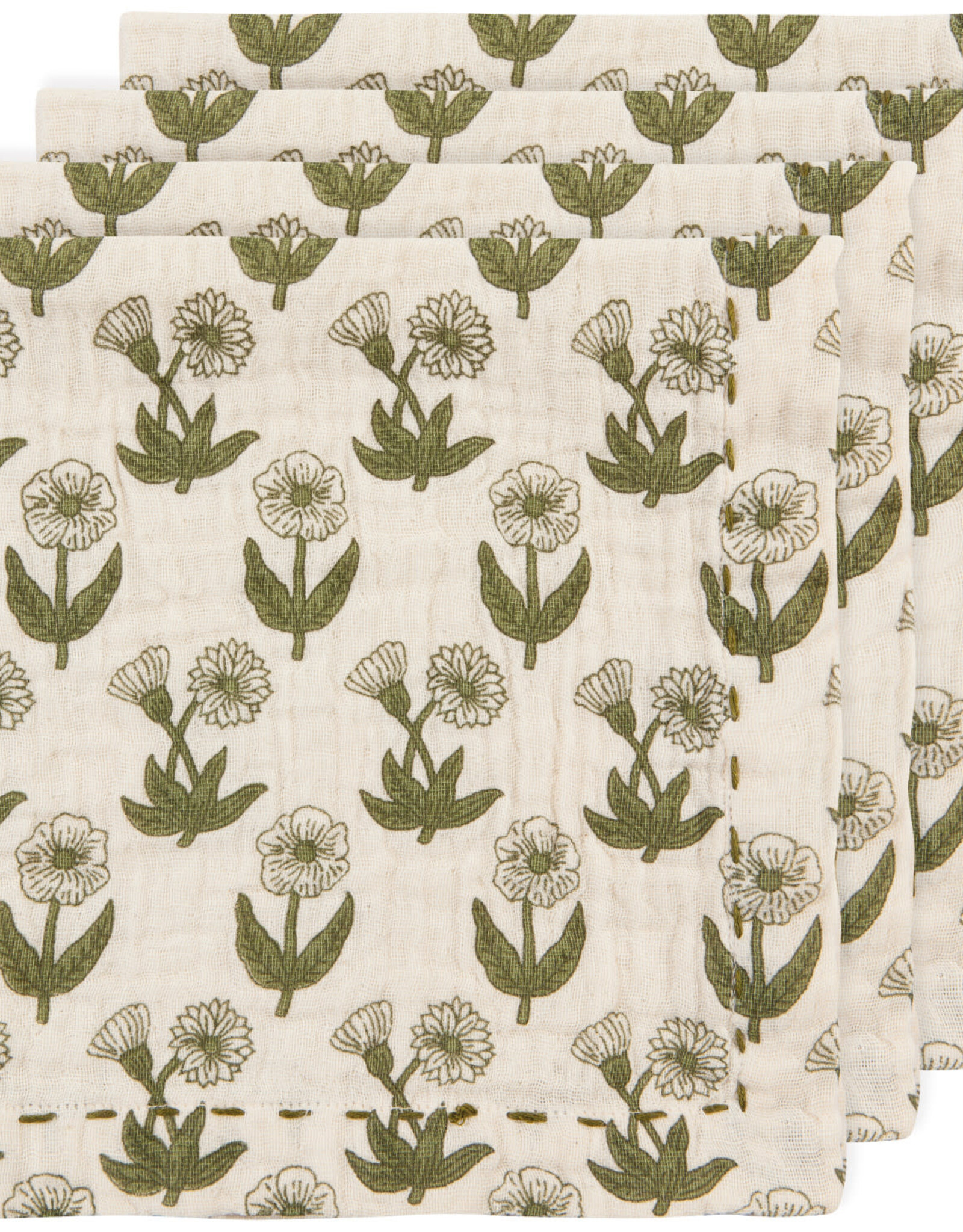 Cloth Napkin - Garden Block Print, Set of 4