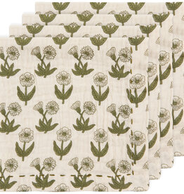 Cloth Napkin - Garden Block Print, Set of 4