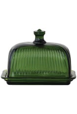 Butter Dish - Green Glass
