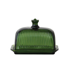 Butter Dish - Green Glass