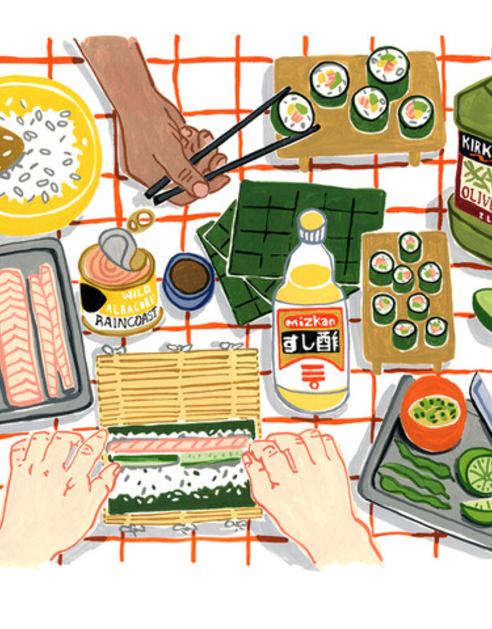 Kat Frick Miller - Art Print, Sushi, 8 x 10"