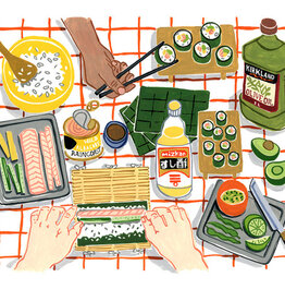 Kat Frick Miller - Art Print, Sushi, 8 x 10"