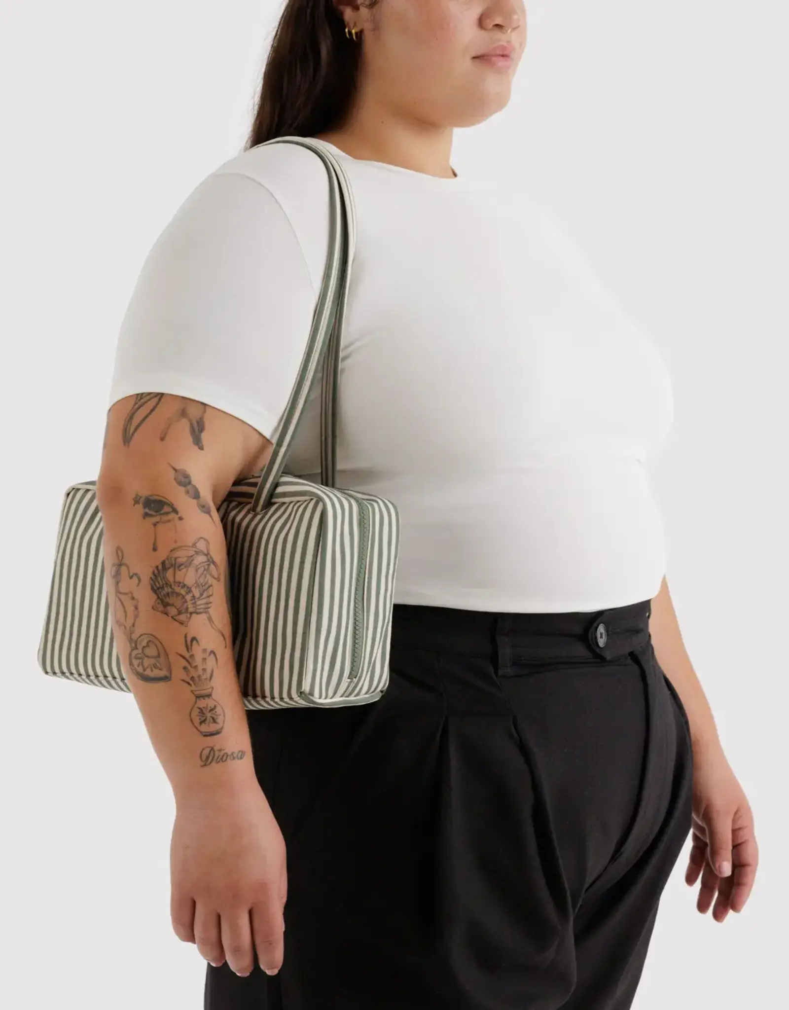 Baggu - Bowler Bag, Sage Stripe