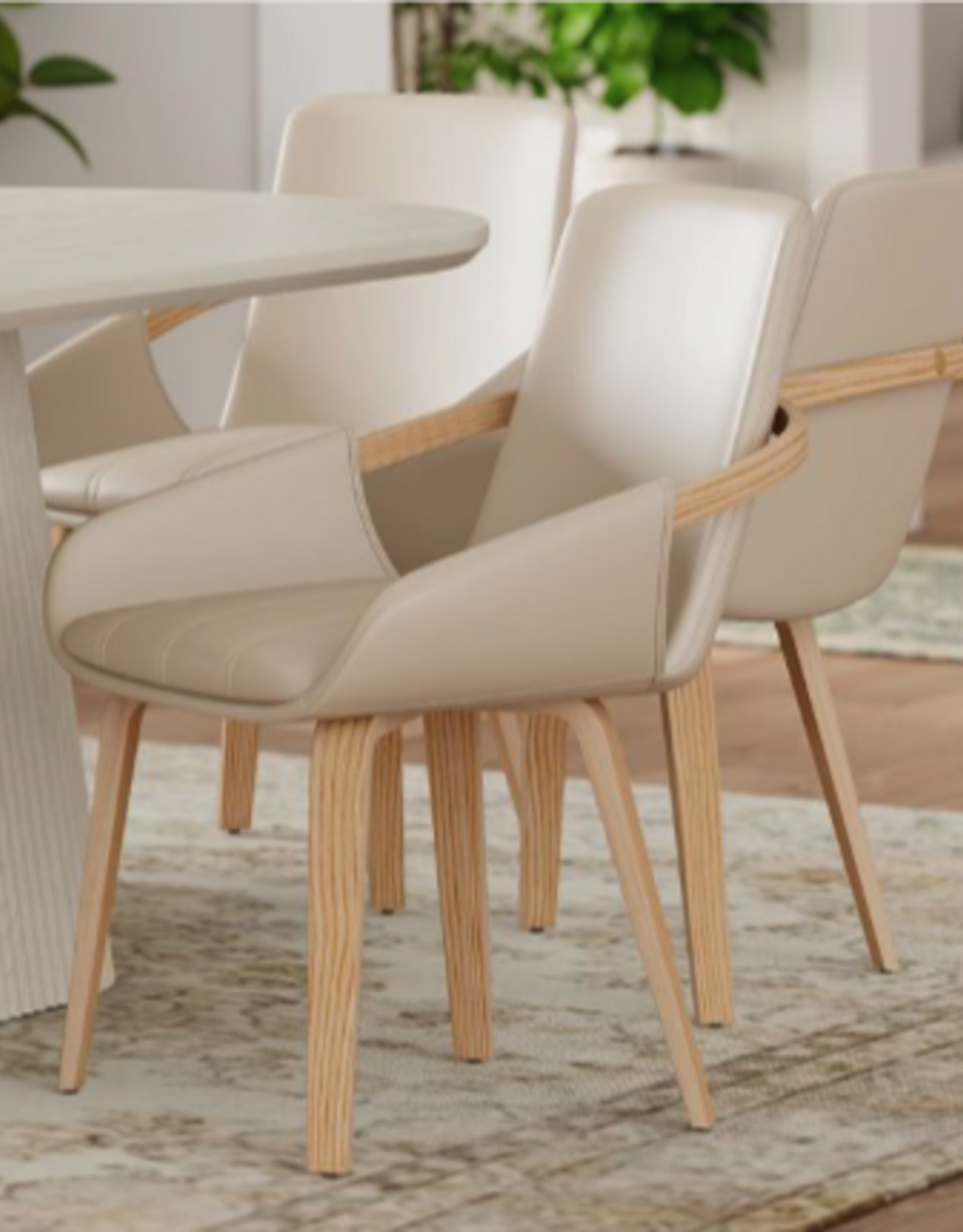 Dining Chair - Wood & Faux Leather