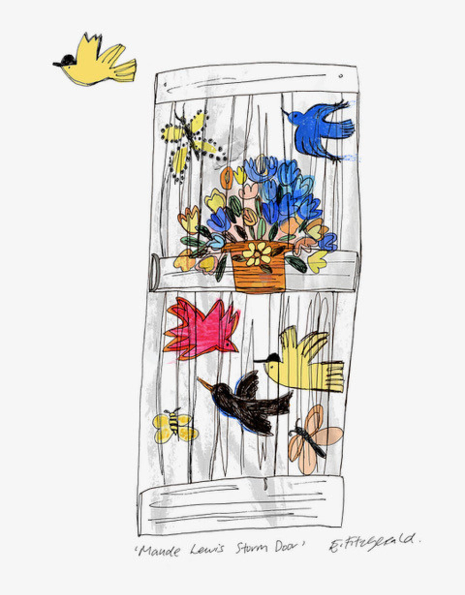 Emma Fitzgerald - Art Print, Maud Lewis Storm Door (White), 8.5 x 11"
