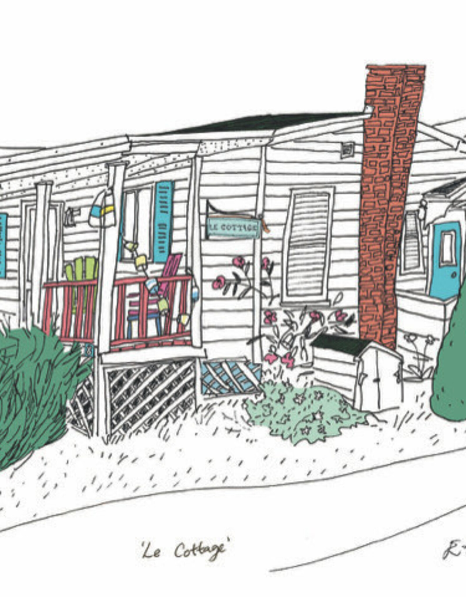 Emma Fitzgerald - Art Print - Le Cottage (White), 8.5 x 11"