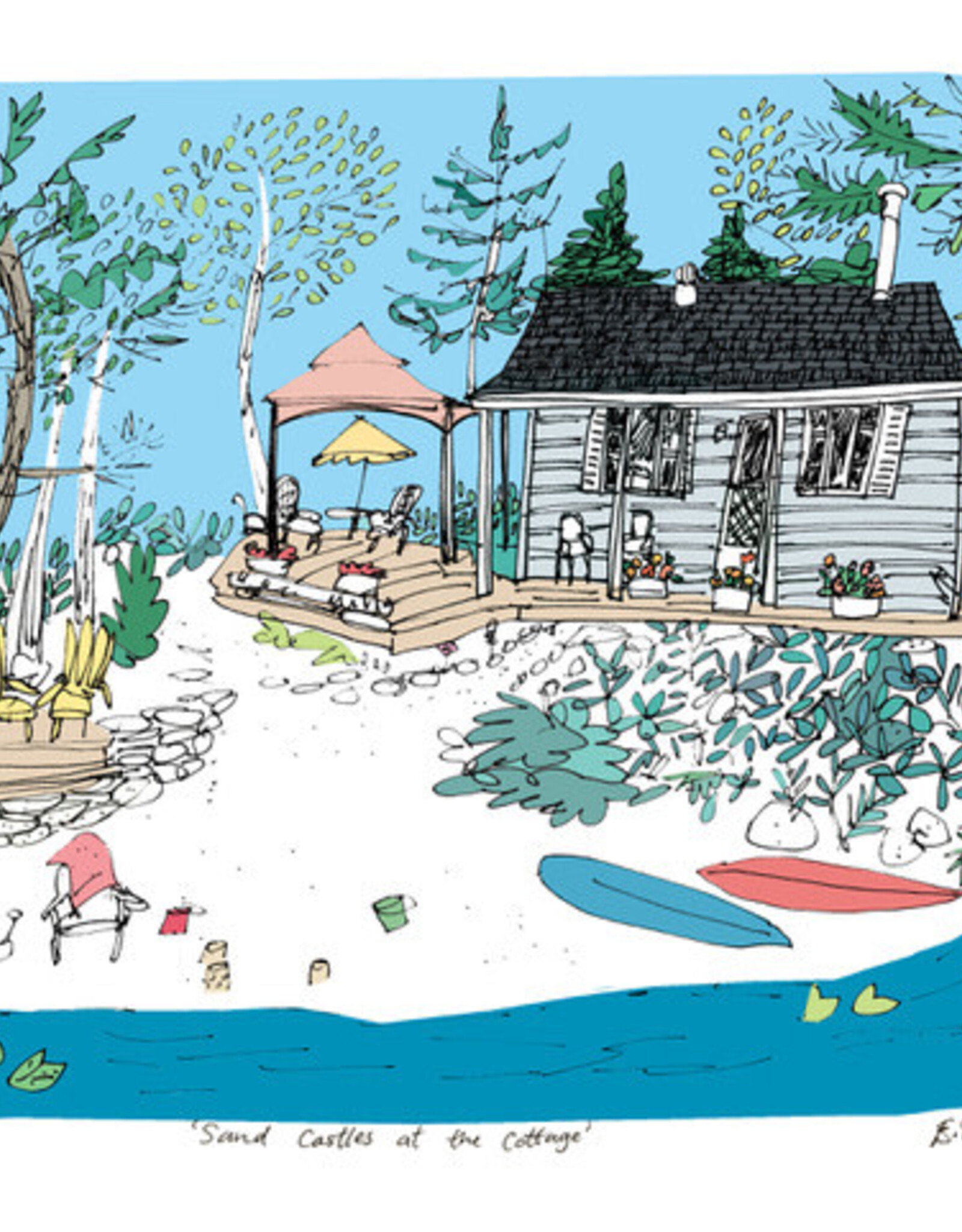 Emma Fitzgerald - Art Print, Sandcastles at the Cottage, 8.5 x 11"