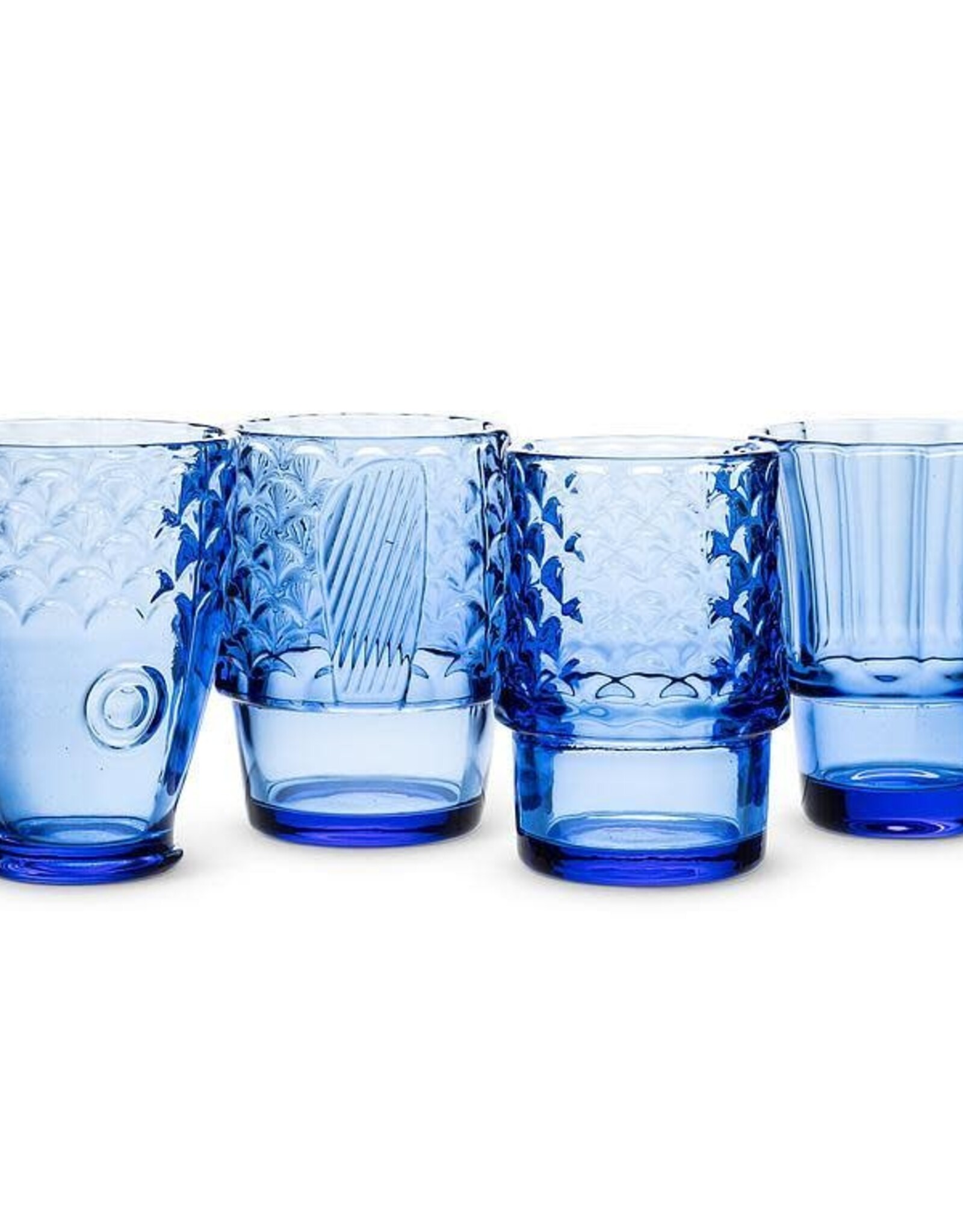Glass - Stacking Fish, Set of 4, Blue