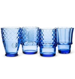 Glass - Stacking Fish, Set of 4, Blue