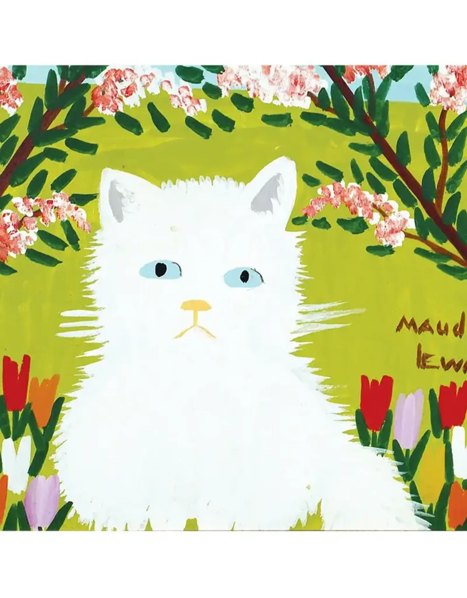 Maud Lewis - Art Print, White Cat, 8x10"