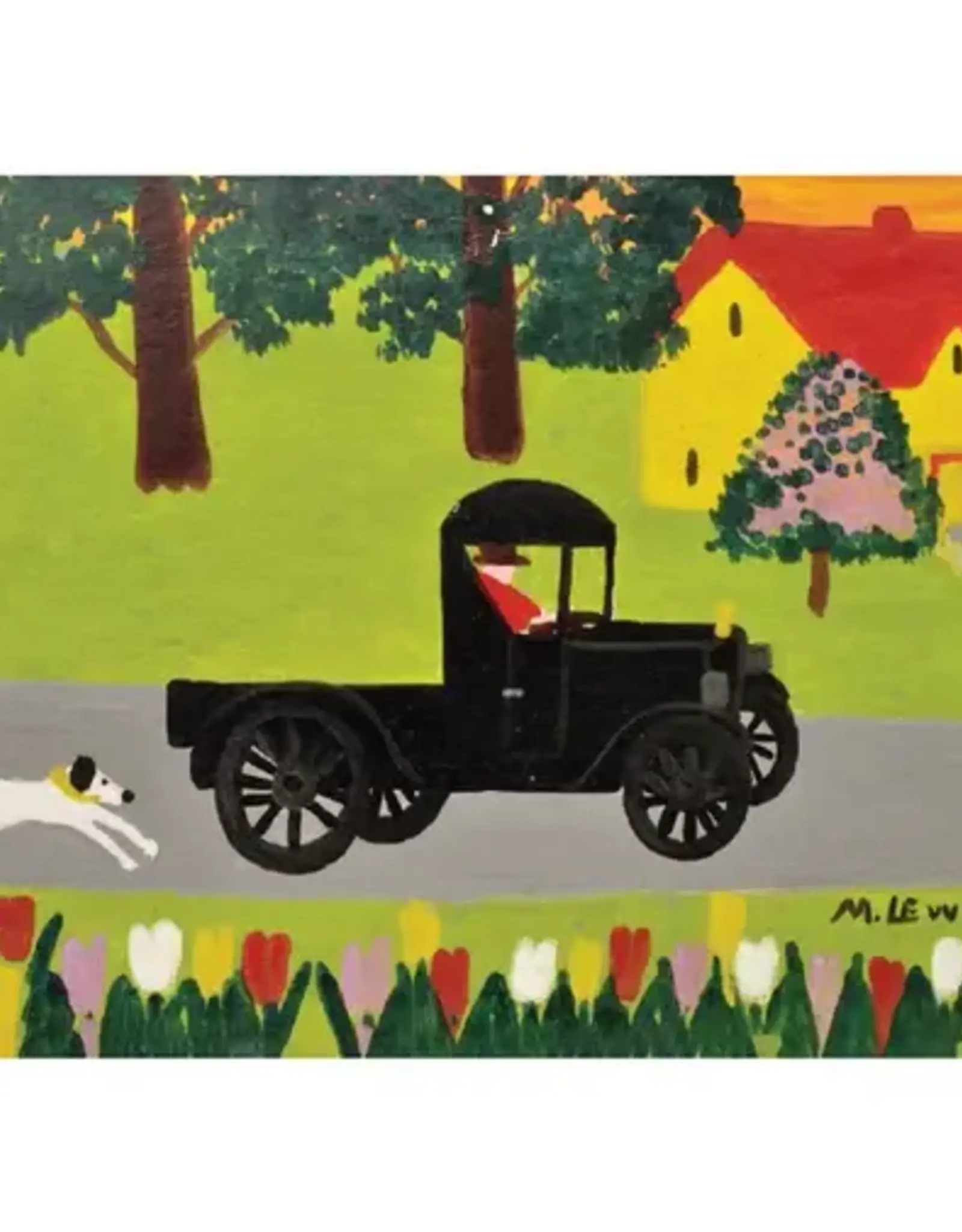 Maud Lewis - Art Print, Dog Chasing Truck, 8x10"