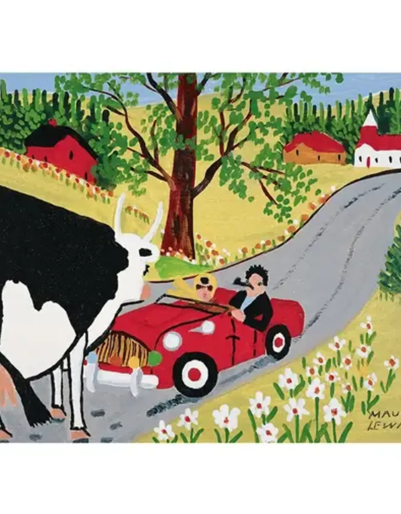 Maud Lewis - Art Print, Roadster and Cow, 8x10"