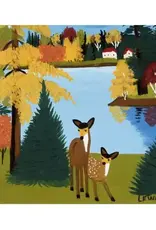 Maud Lewis - Art Print, Fall Scene with Deer, 8x10"