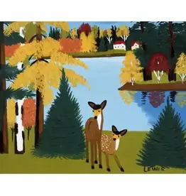 Maud Lewis - Art Print, Fall Scene with Deer, 8x10"
