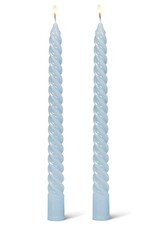 Taper Candle - Spiral Light Blue, 9.5"