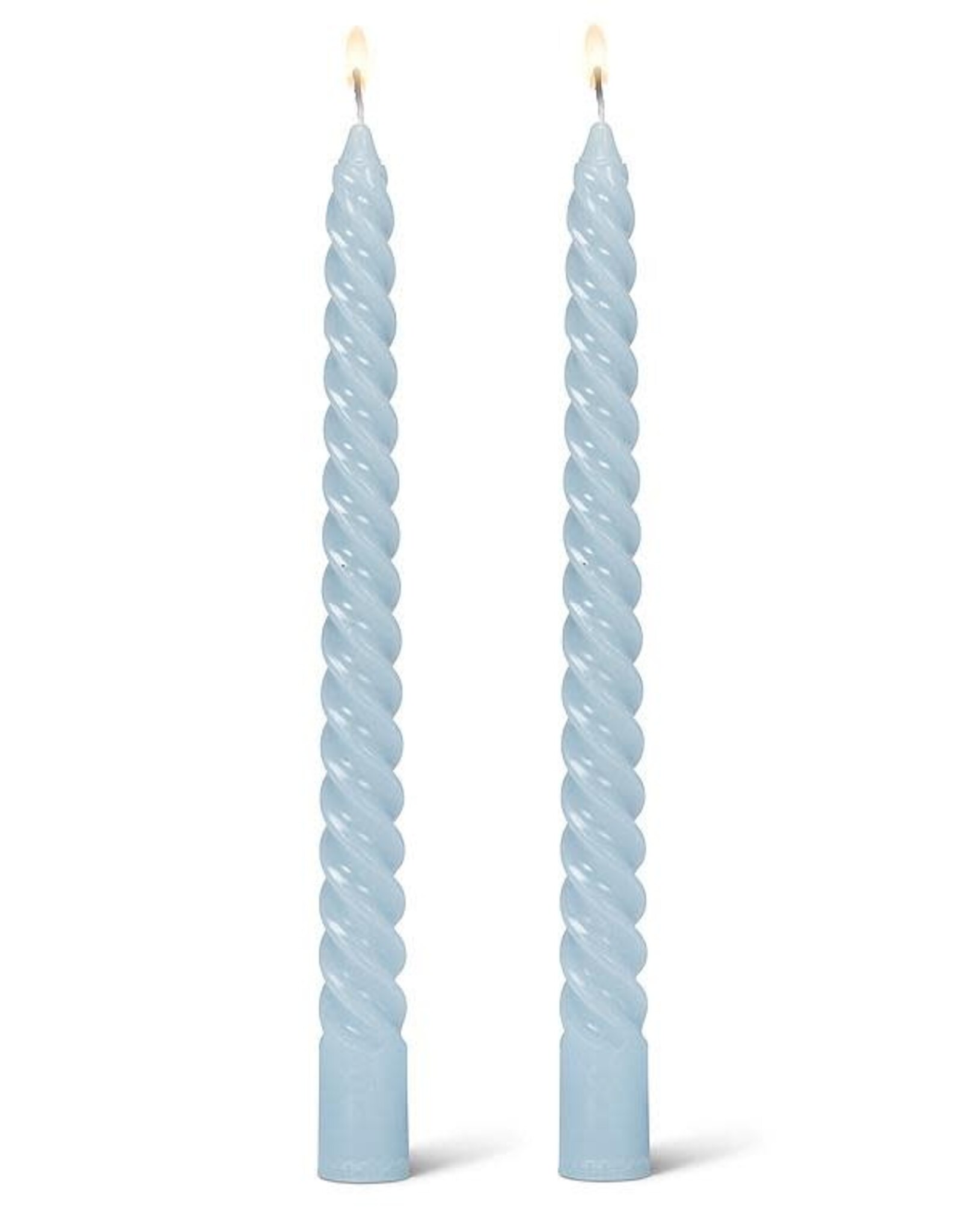 Taper Candle - Spiral Light Blue, 9.5"