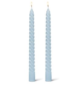 Taper Candle - Spiral Light Blue, 9.5"