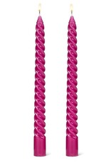 Taper Candle - Spiral Fuschia, 9.5"