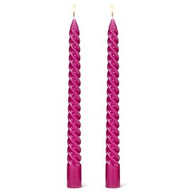 Taper Candle - Spiral Fuschia, 9.5"