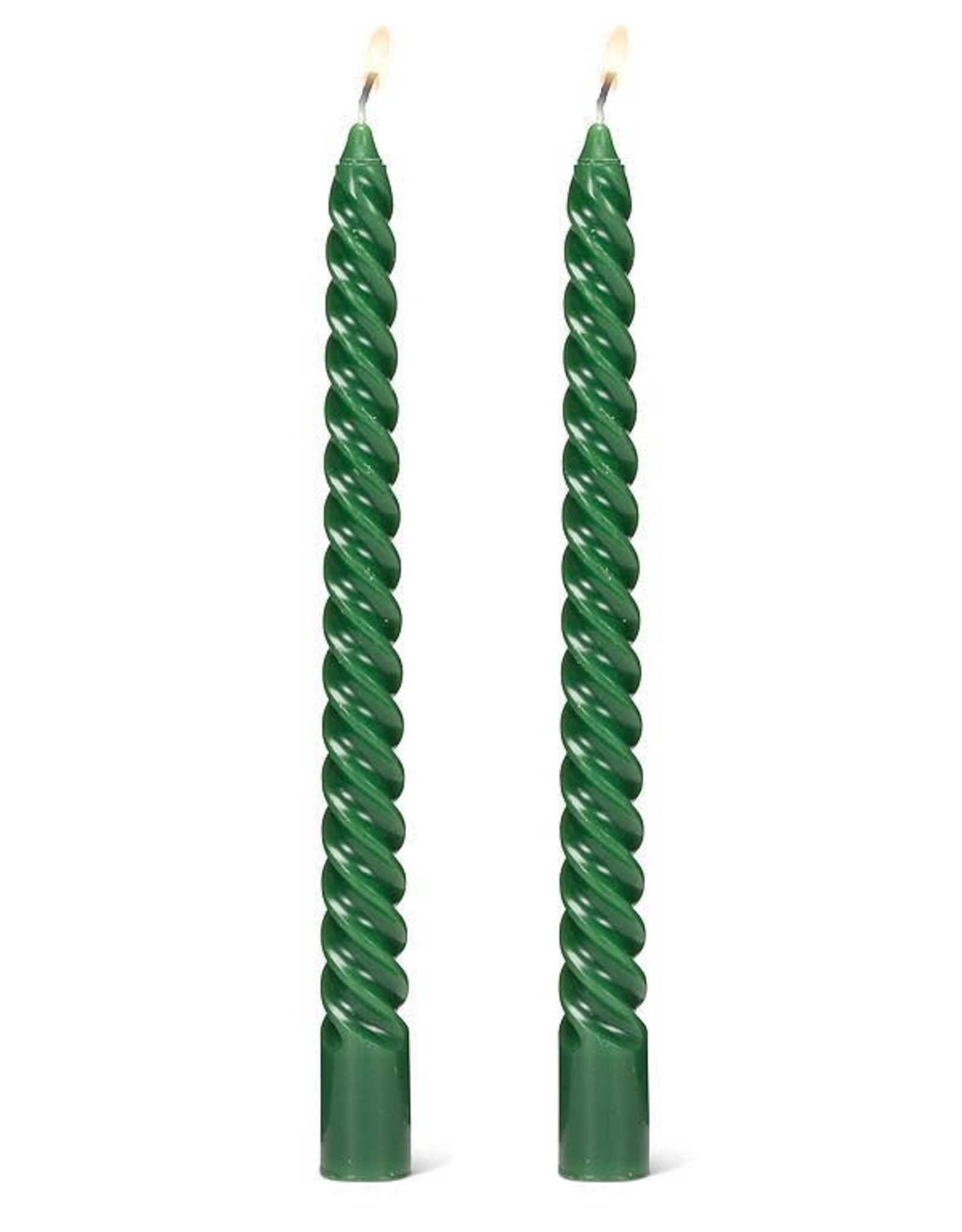 Taper Candle - Spiral Emerald, 9.5"