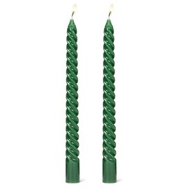 Taper Candle - Spiral Emerald, 9.5"