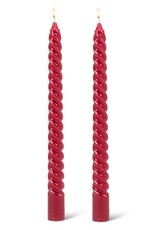 Taper Candle - Spiral Ruby, 9.5"