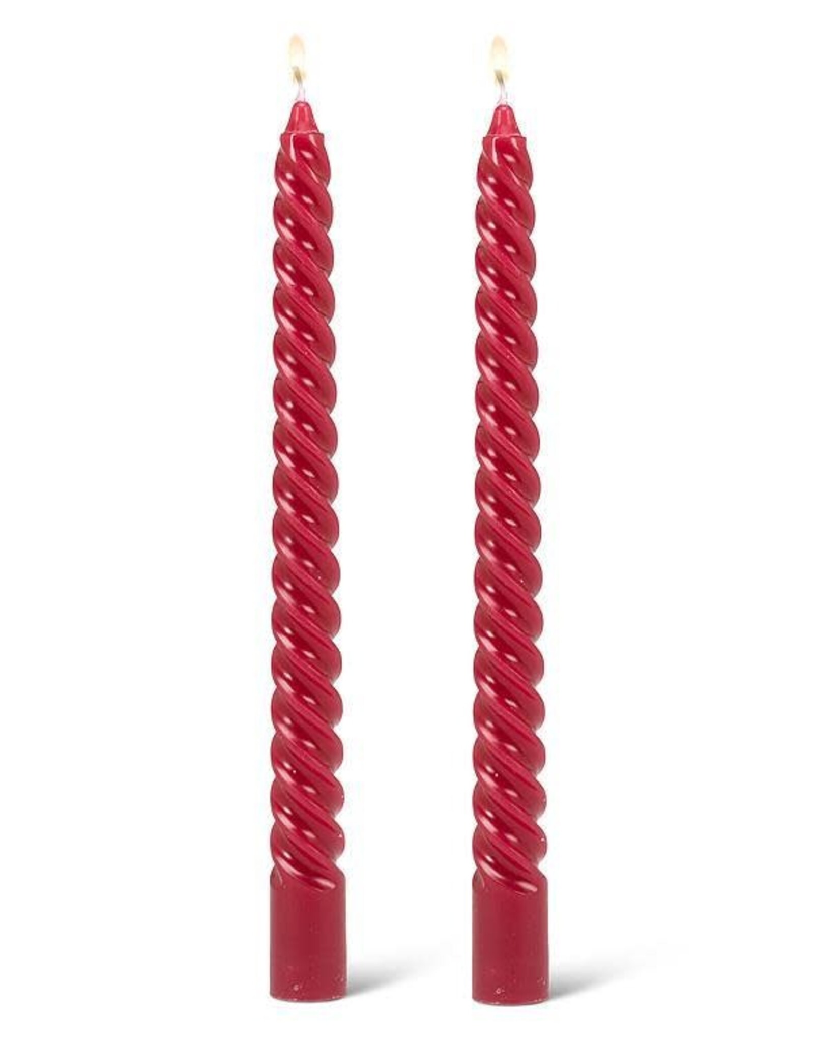 Taper Candle - Spiral Ruby, 9.5"
