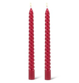 Taper Candle - Spiral Ruby, 9.5"