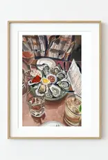 Medjool Studio - Art Print, Eating Together Oysters Date Night, 8 x 10"