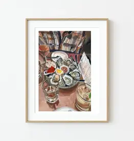Medjool Studio - Art Print, Eating Together Oysters Date Night, 8 x 10"