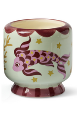 Candle - Ceramic Hand-Painted, Citrus Eucalyptus