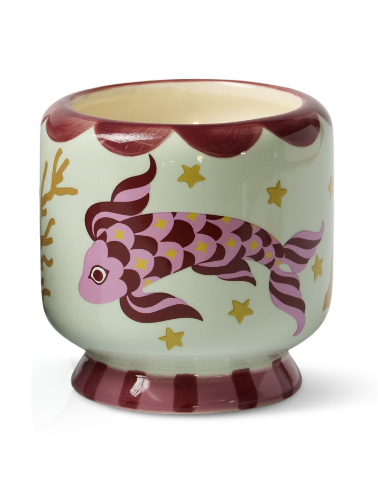 Candle - Ceramic Hand-Painted, Citrus Eucalyptus